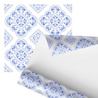 Papel De Parede Adesivo Arabesco Azul Minimalista 2,80m