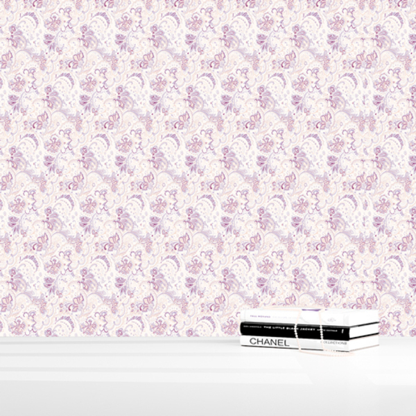 Papel De Parede Adesivo Arabesco De Flores Tons De Rosa 10m