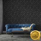 Papel De Parede Adesivo Arabesco Estilo Floral Preto Lavável