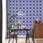 Papel De Parede Adesivo Arabesco Flores Azul Branco 2,80m