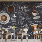 Papel De Parede Adesivo Arte Cafeteria Personalizado Preto