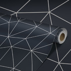 Papel De Parede Adesivo Azul Acizentado Linhas Brancas 6m