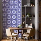 Papel De Parede Adesivo Azulejo Arabesco Azul Retro 2,80m