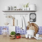 Papel De Parede Adesivo Azulejo Arabesco Azul Retro 2,80m