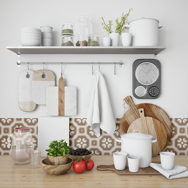 Papel De Parede Adesivo Azulejo Arabesco Marrom 2,80m