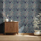 Papel De Parede Adesivo Azulejo Azul  Decorar Cozinha 3mx50cm