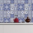 Papel De Parede Adesivo Azulejo Azul Branco Cozinha Banheiro