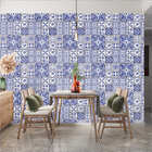 Papel De Parede Adesivo Azulejo Azul Branco Cozinha Banheiro