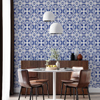 Papel De Parede Adesivo Azulejo Azul E Branco - 3,0m