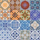 Papel De Parede Adesivo Azulejo Azul E Laranja - 3,0m