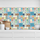 Papel De Parede Adesivo Azulejo Cozinha Tons Coloridos 10m