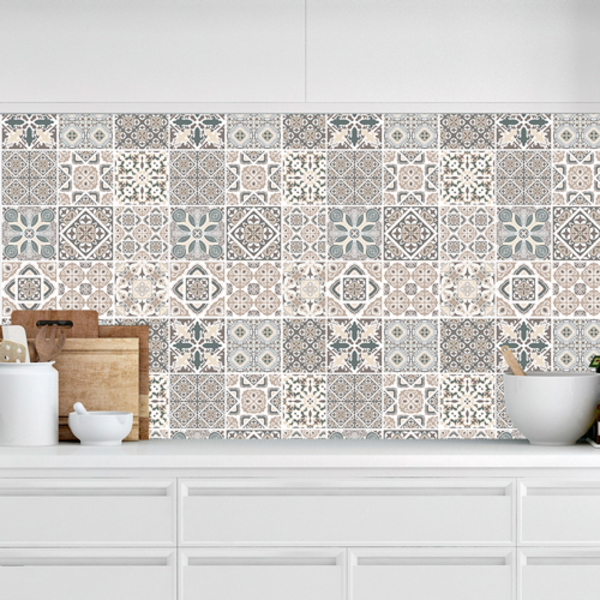 Papel De Parede Adesivo Azulejo Cozinha Tons De Cinza 3,50m