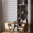 Papel De Parede Adesivo Azulejo Cubo Geométrico Branco 2,80m