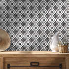 Papel De Parede Adesivo Azulejo Ladrilho Preto E Branco 9mx50