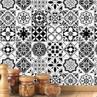 Papel De Parede Adesivo Azulejo Lavável Preto E Branco Para C
