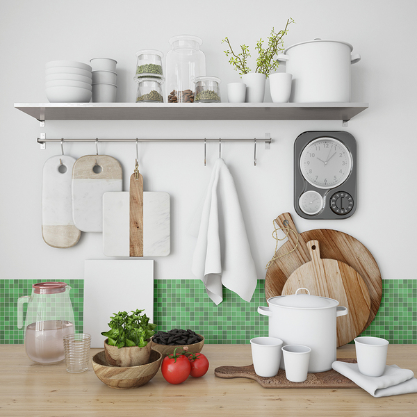 Papel De Parede Adesivo Azulejo Pastilha Tons De Verde 2,80m