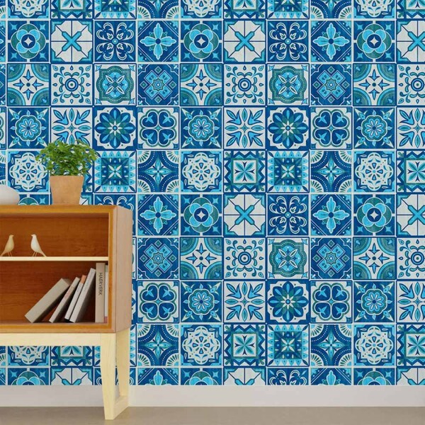Papel De Parede Adesivo Azulejo Português N015118 0,58x3,00m