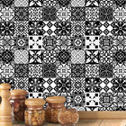 Papel De Parede Adesivo Azulejo Preto E Branco Lavável Para C