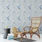 Papel De Parede Adesivo Beija-flor Em Tons De Azul