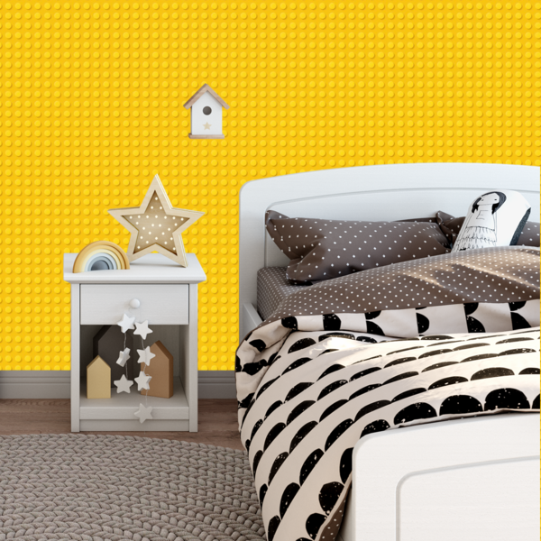 Papel De Parede Adesivo Bloco De Montar Amarelo Geek 3m