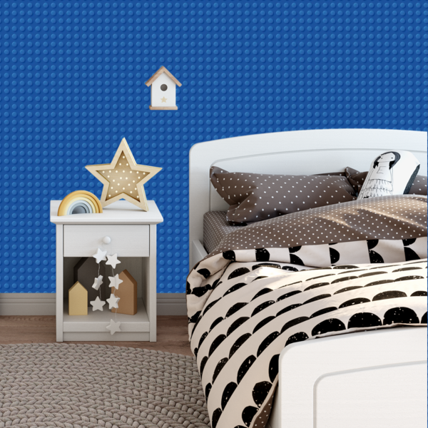 Papel De Parede Adesivo Bloco De Montar Azul Quarto Geek 15m