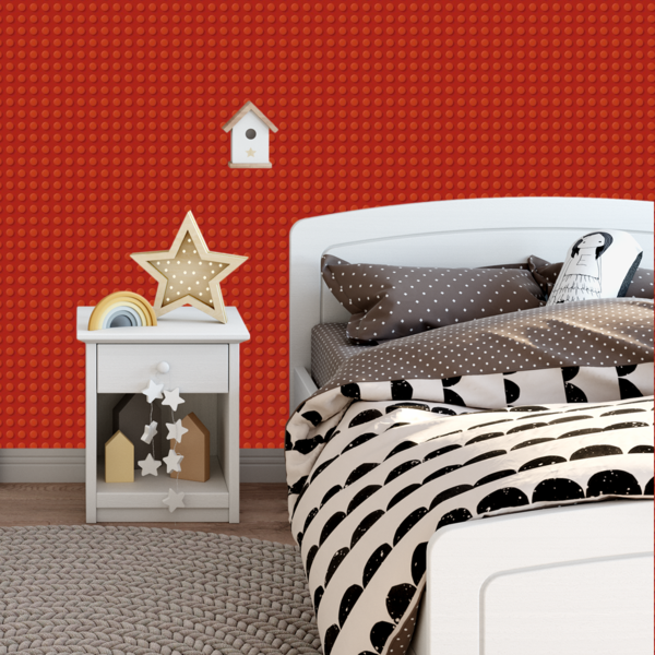 Papel De Parede Adesivo Bloco De Montar Vermelho Geek 12m