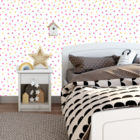 Papel De Parede Adesivo Bolinha Rosa Amarela Aquarelada 18m