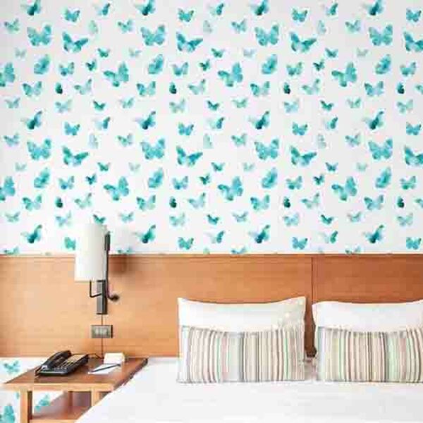 Papel De Parede Adesivo Borboleta Azul 224370532