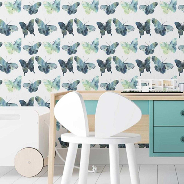 Papel De Parede Adesivo Borboleta Azul N03130 0,48x2,5m