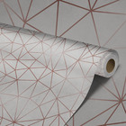 Papel De Parede Adesivo Branco Geométrico Rosé Sala 12m