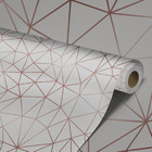 Papel De Parede Adesivo Branco Pirâmide Rosé Lavável 3m