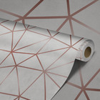 Papel De Parede Adesivo Branco Rosé Geometrico Quarto 6m