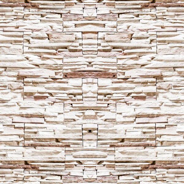 Papel De Parede Adesivo Canjiquinhas Imitando Pedras Bege 1mx