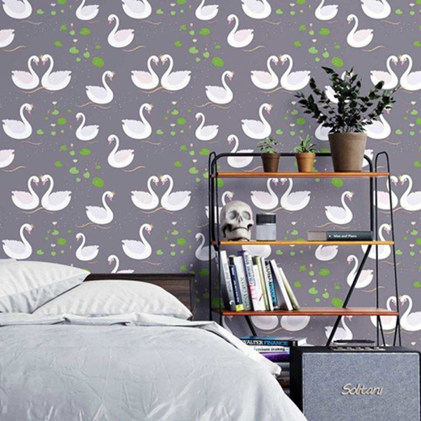 Papel De Parede Adesivo Casal De Cisnes N03134 0,48x2,5m