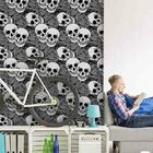 Papel De Parede Adesivo Caveiras E Rosas 0313