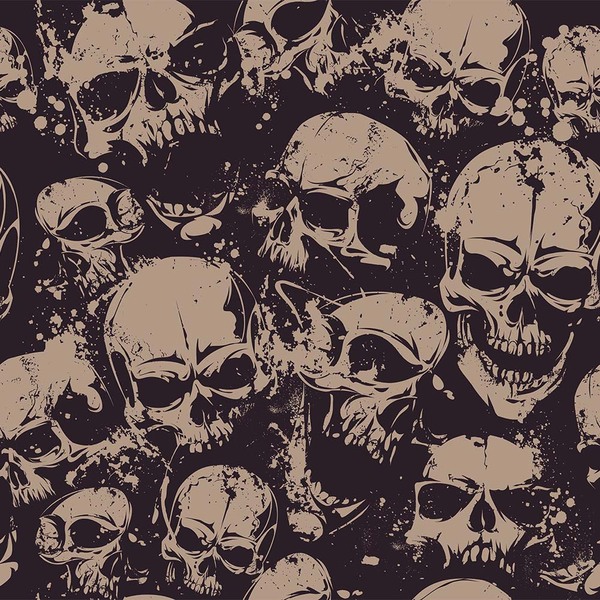 Papel De Parede Adesivo Caveiras Vintage Fundo Preto 2,5mx50cm