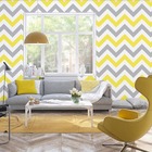 Papel De Parede Adesivo Chevron Amarelo, Cinza E Branco 3m