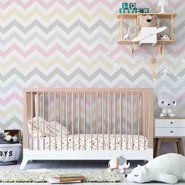 Papel De Parede Adesivo Chevron Bebê 52465 Rolo 0,48x3,00m
