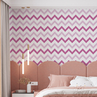 Papel De Parede Adesivo Chevron Rosa E Branco - 3,0m