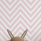 Papel De Parede Adesivo Chevron Rosa E Listras Brancas