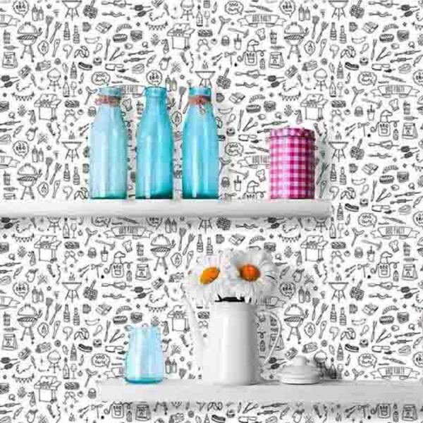 Papel De Parede Adesivo Churrasco Preto 429885085