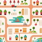 Papel De Parede Adesivo Cidade E Pistas Em Tom Pastel 12m