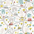 Papel De Parede Adesivo Cidade Pistas Carros E Onibus  15m