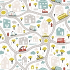 Papel De Parede Adesivo Cidade Pistas Carros E Onibus  3m