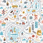 Papel De Parede Adesivo Cidade Pistas Lagos E Animais 6m