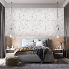 Papel De Parede Adesivo Cinza Claro Fio Rosé Geométrico 15m