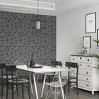 Papel De Parede Adesivo Cinza Escuro Preto Geométrico 2,80m