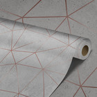 Papel De Parede Adesivo Cinza Geométrico Rosé Liso 3m