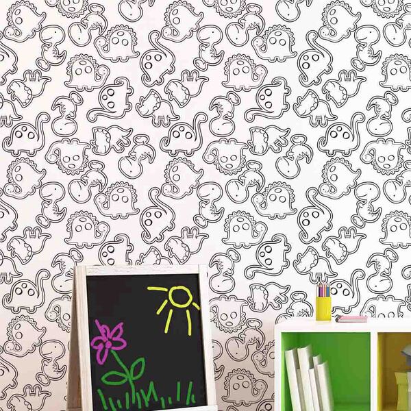 Papel De Parede Adesivo Colorir Dinossauro 7233055 0,58x3,0m