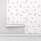 Papel De Parede Adesivo Com Borboletas  Aquarela De Rosa E Az